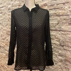 Apt 9 small black semi sheer chevron pattern dressy blouse.